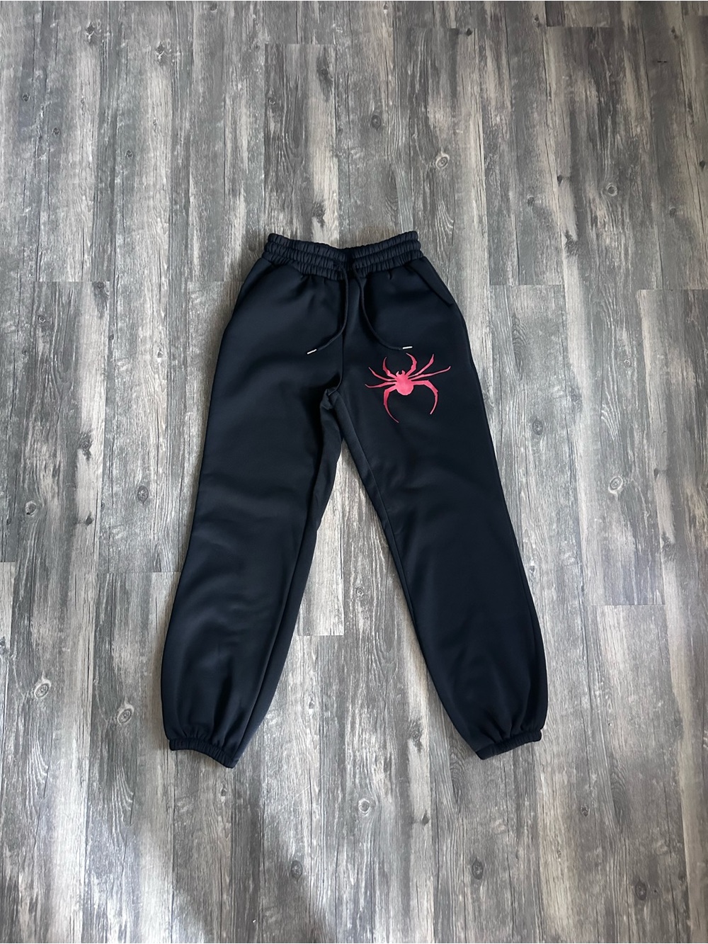 Women’s Black Jogger Pants Size S Solid Logo Drawstring Elastic Waist Pockets